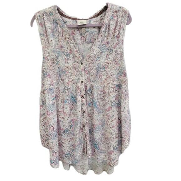 Knox Rose Paisley Tank Top Women's XXL Smocked Sleeveless Rayon‎ Summer Shirt - Picture 13 of 15